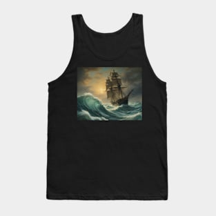 Ship Sailing Through The Deep Blue Sea Tank Top